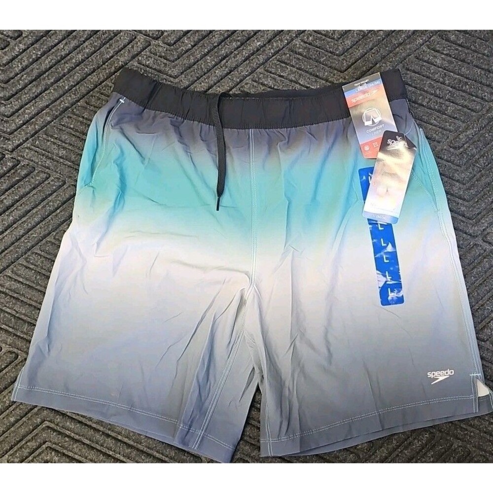 Speedo Men's Tech Volley Swim Shorts Trunks UPF 50+ Comfort Liner, Green Large